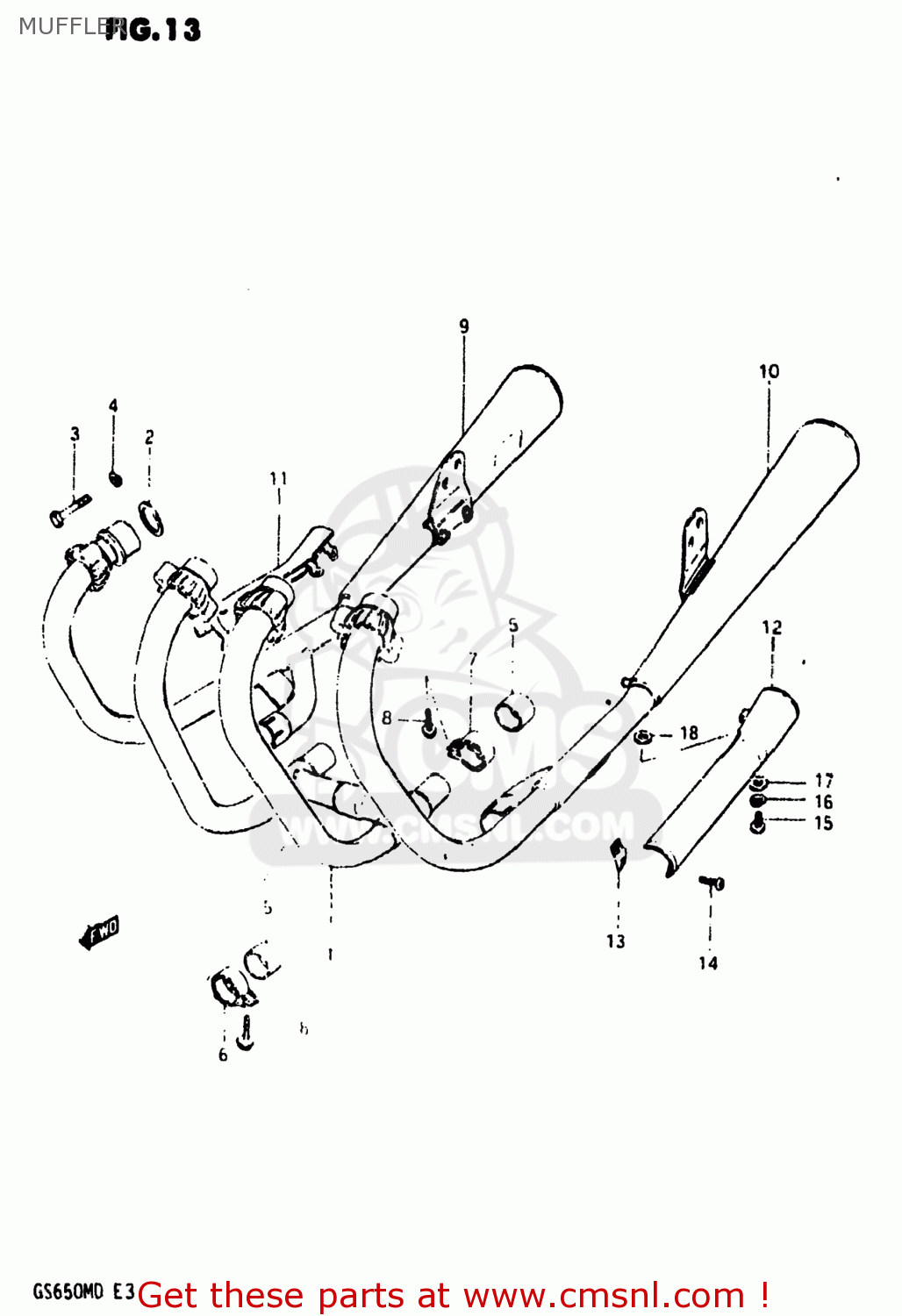 MUFFLER GS650M 1983 (D) USA (E03)