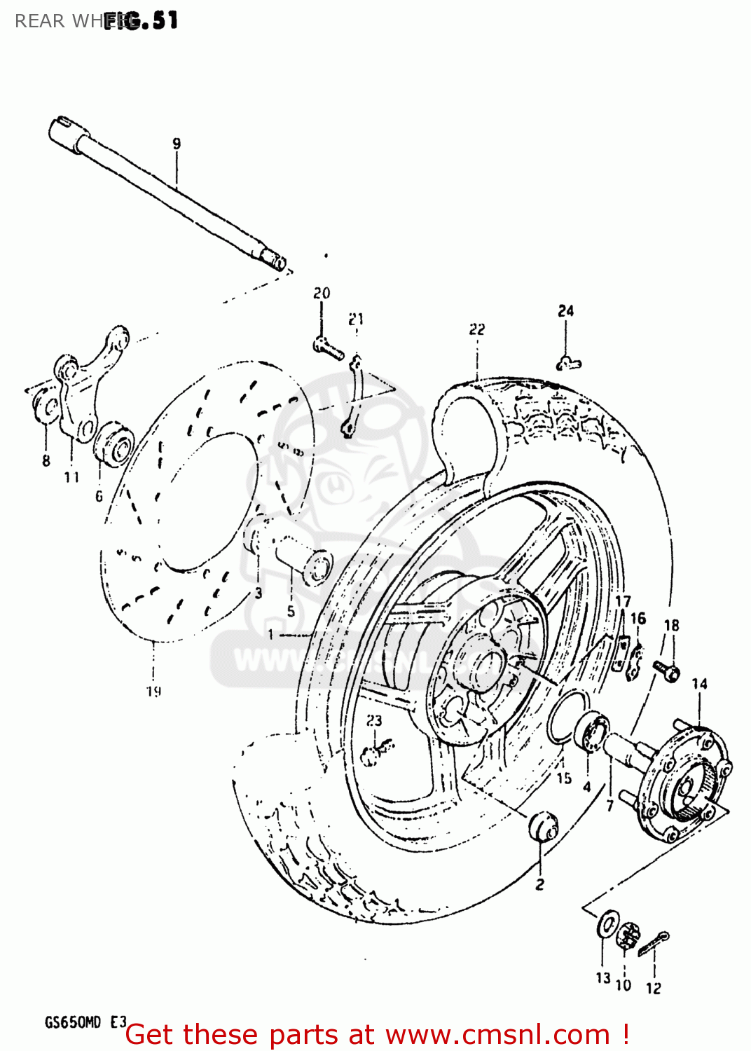 REAR WHEEL GS650M 1983 (D) USA (E03)