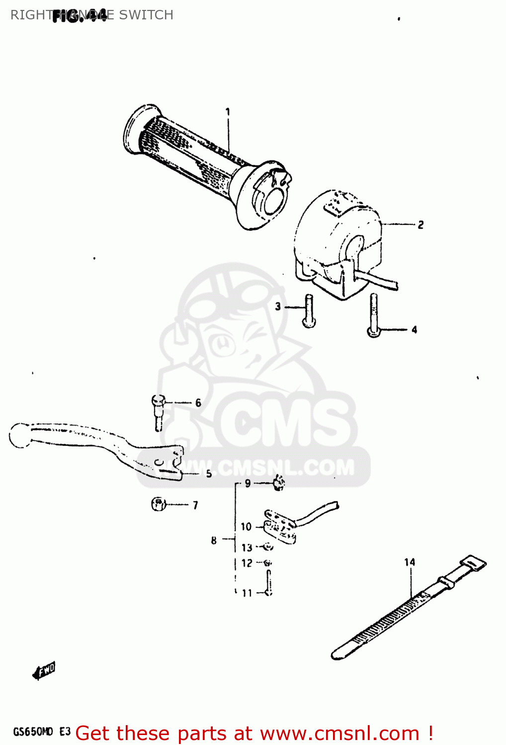 RIGHT HANDLE SWITCH GS650M 1983 (D) USA (E03)