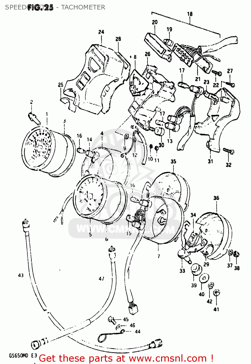 SPEEDOMETER - TACHOMETER GS650M 1983 (D) USA (E03)
