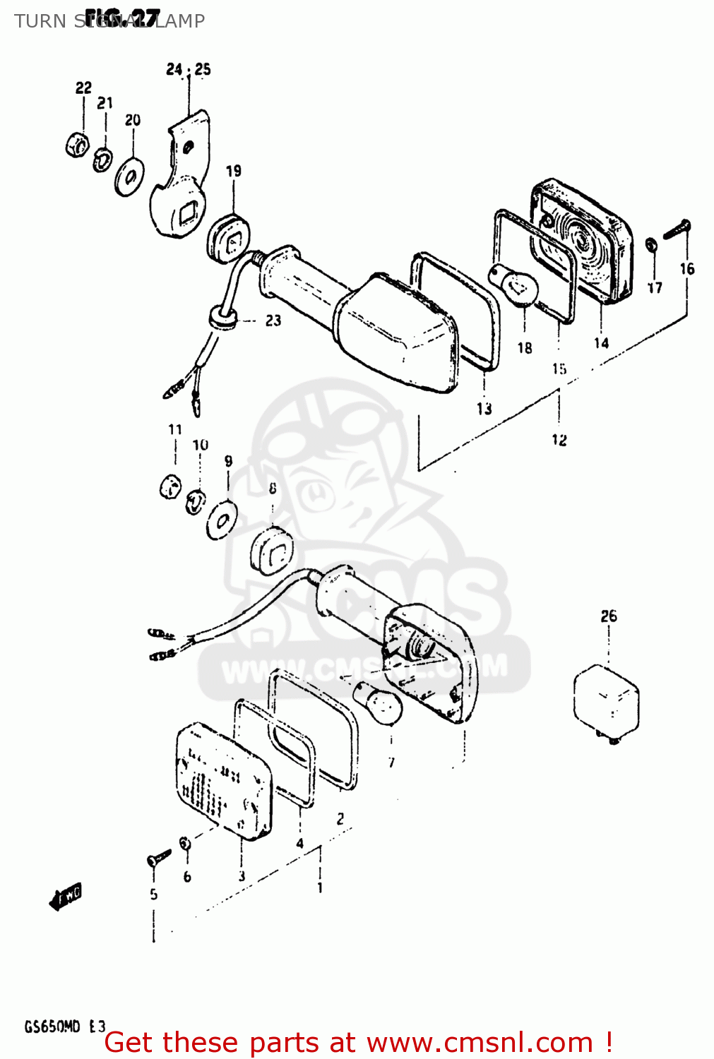 TURN SIGNAL LAMP GS650M 1983 (D) USA (E03)