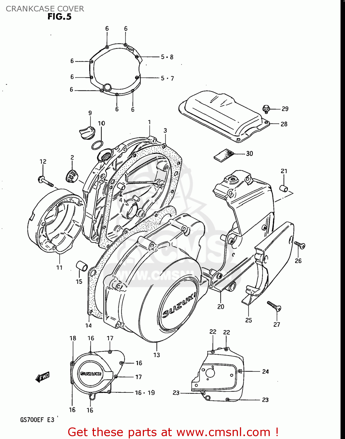 CRANKCASE COVER GS700E 1985 (F) USA (E03)