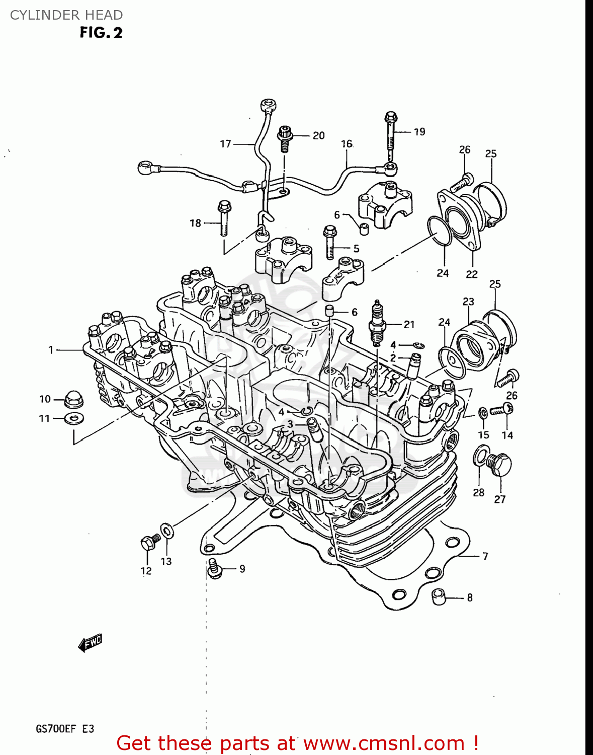 CYLINDER HEAD GS700E 1985 (F) USA (E03)