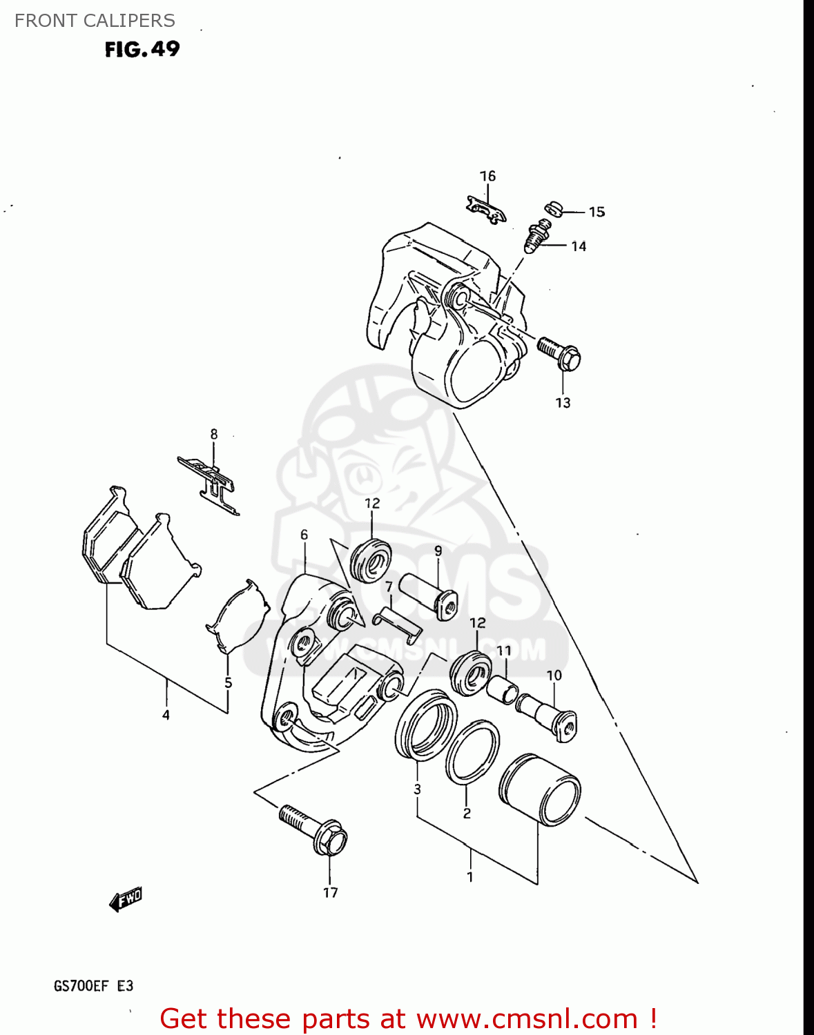 FRONT CALIPERS GS700E 1985 (F) USA (E03)