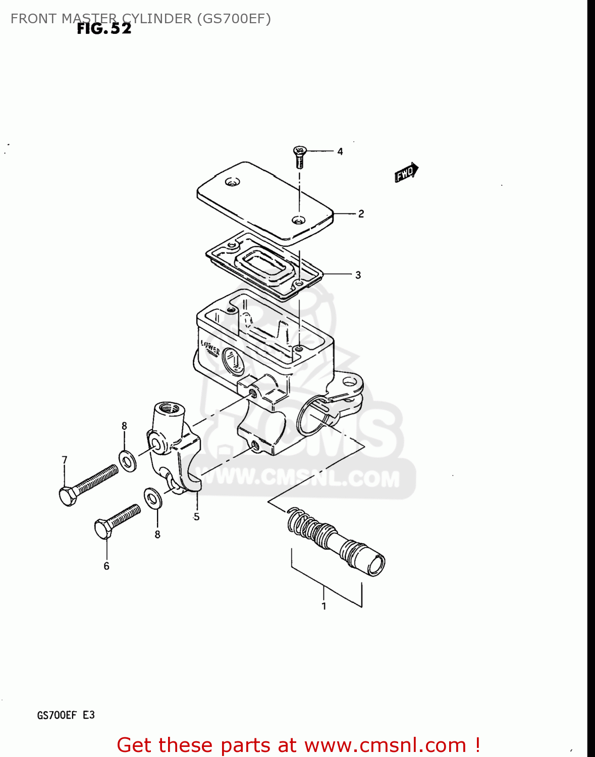 FRONT MASTER CYLINDER (GS700EF) GS700E 1985 (F) USA (E03)