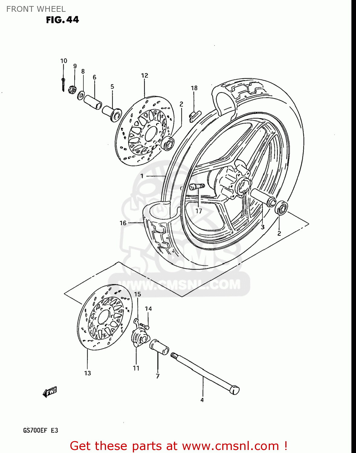 FRONT WHEEL GS700E 1985 (F) USA (E03)