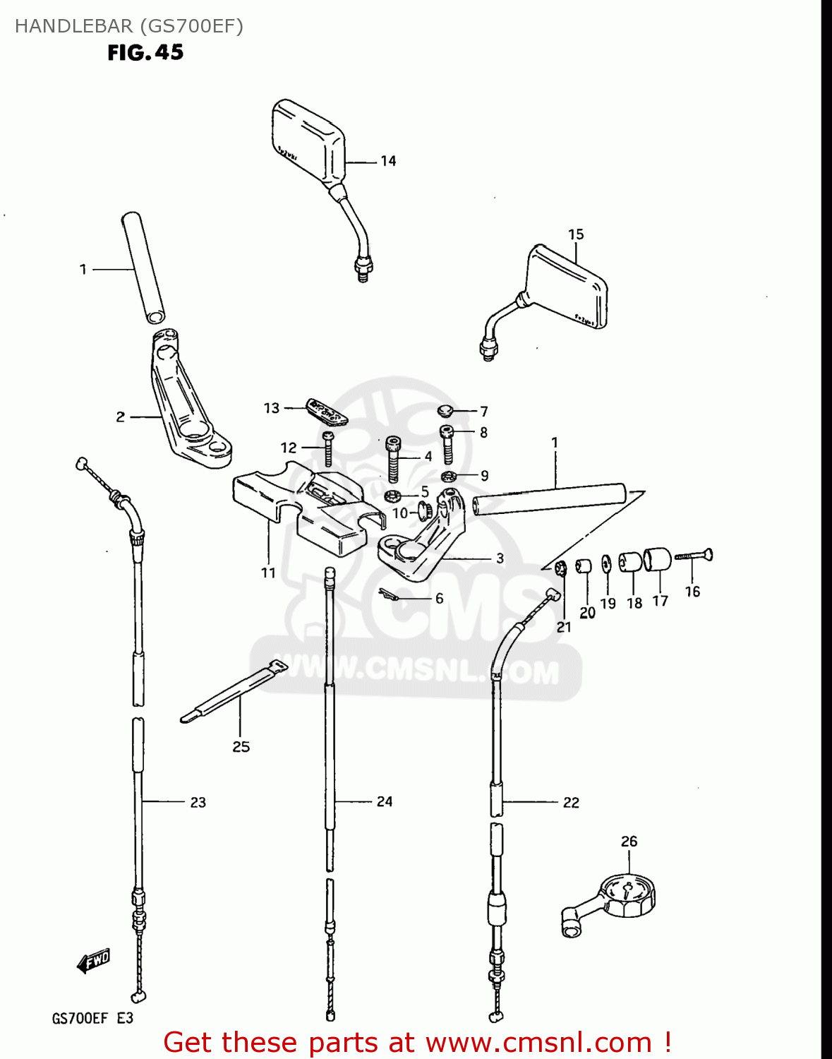 HANDLEBAR (GS700EF) GS700E 1985 (F) USA (E03)