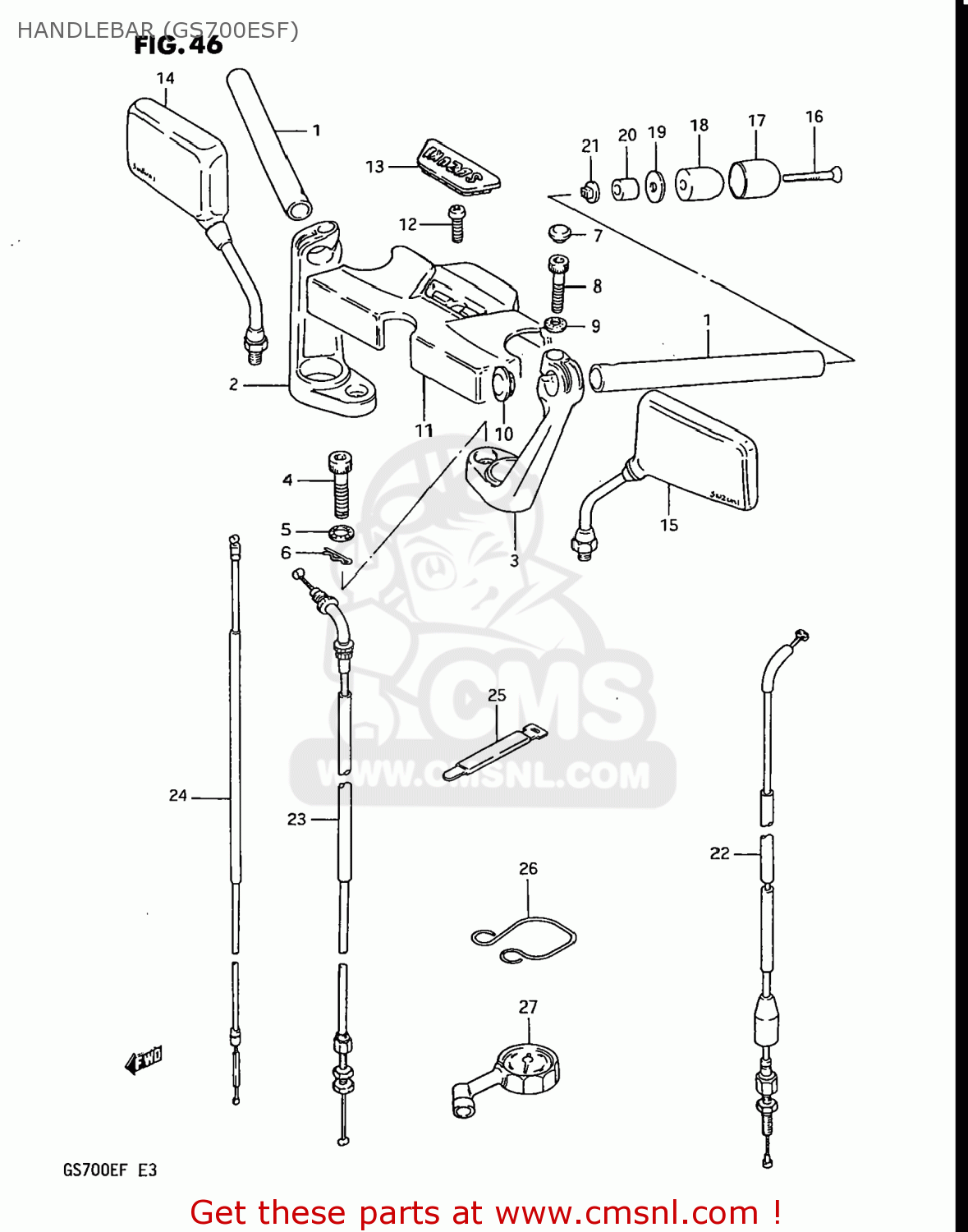 HANDLEBAR (GS700ESF) GS700E 1985 (F) USA (E03)