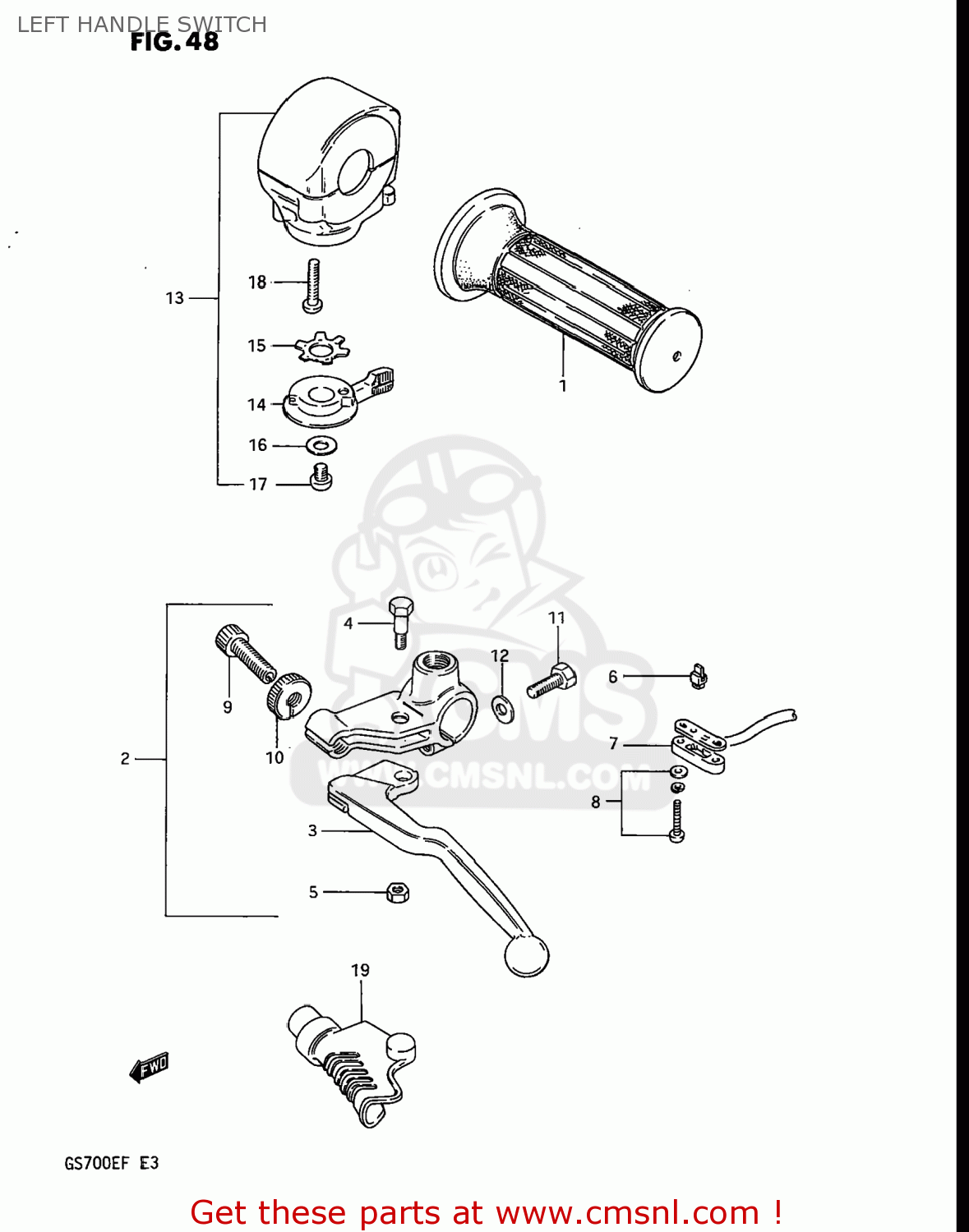 LEFT HANDLE SWITCH GS700E 1985 (F) USA (E03)