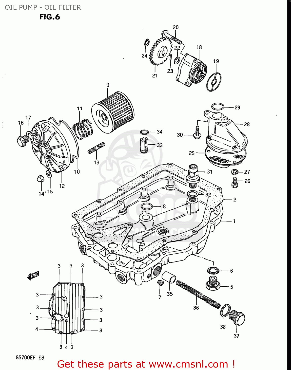 OIL PUMP - OIL FILTER GS700E 1985 (F) USA (E03)