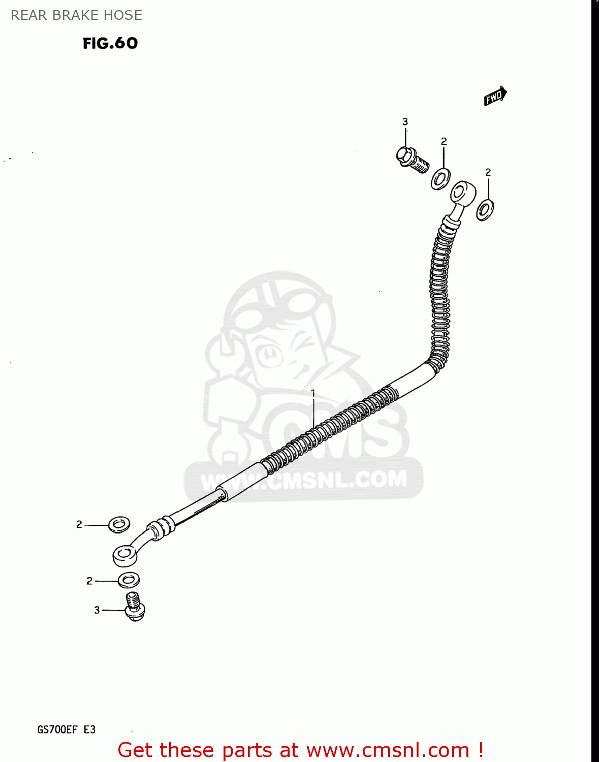REAR BRAKE HOSE GS700E 1985 (F) USA (E03)