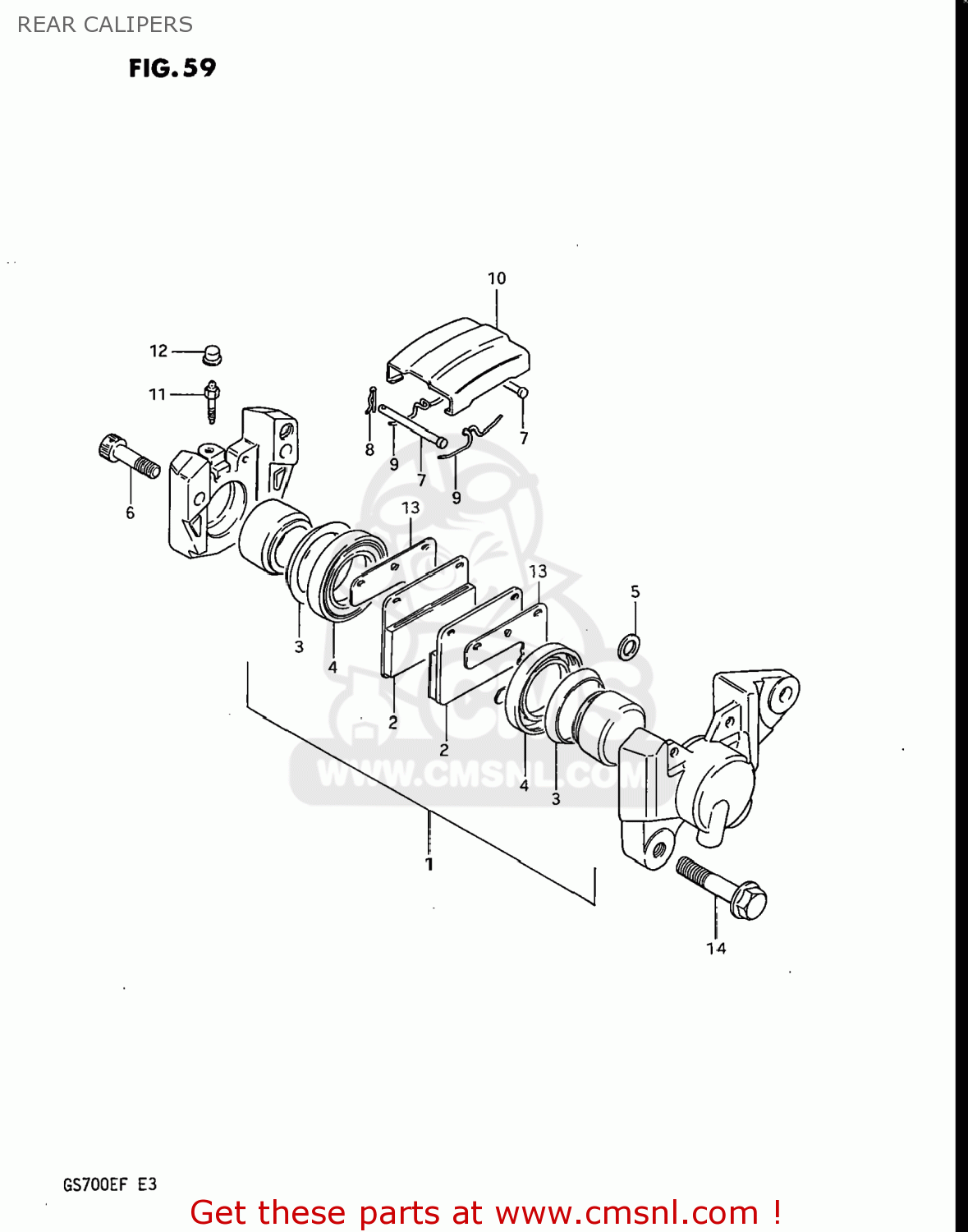 REAR CALIPERS GS700E 1985 (F) USA (E03)