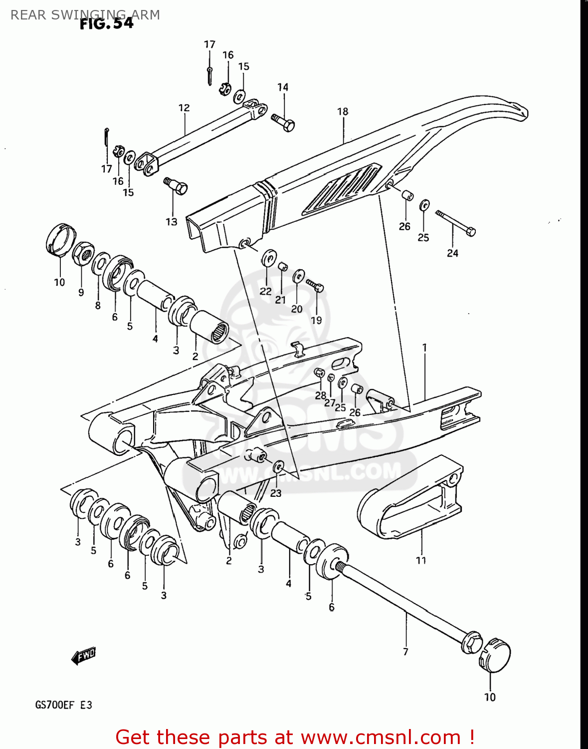 REAR SWINGING ARM GS700E 1985 (F) USA (E03)