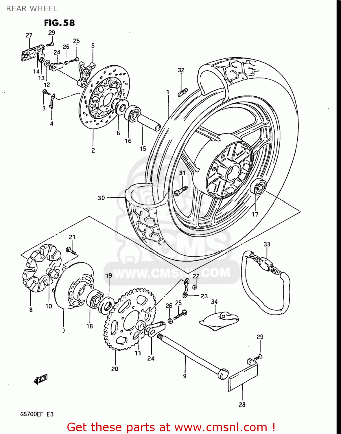 REAR WHEEL GS700E 1985 (F) USA (E03)
