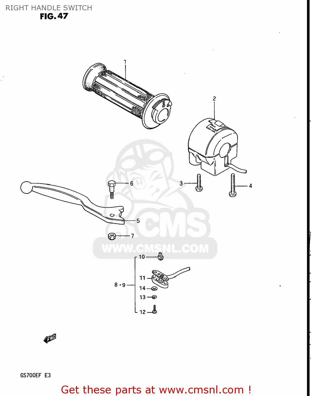 RIGHT HANDLE SWITCH GS700E 1985 (F) USA (E03)