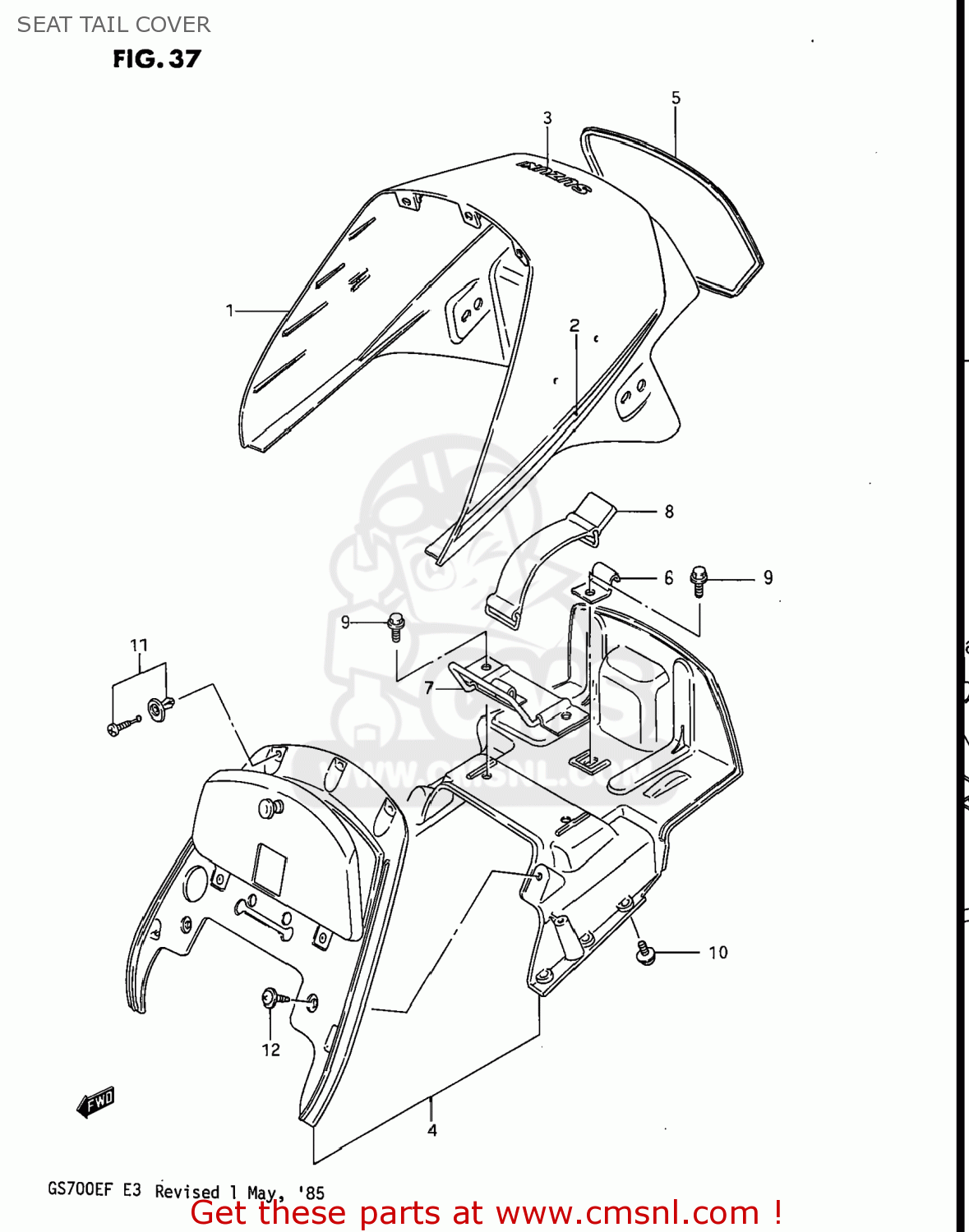 SEAT TAIL COVER GS700E 1985 (F) USA (E03)