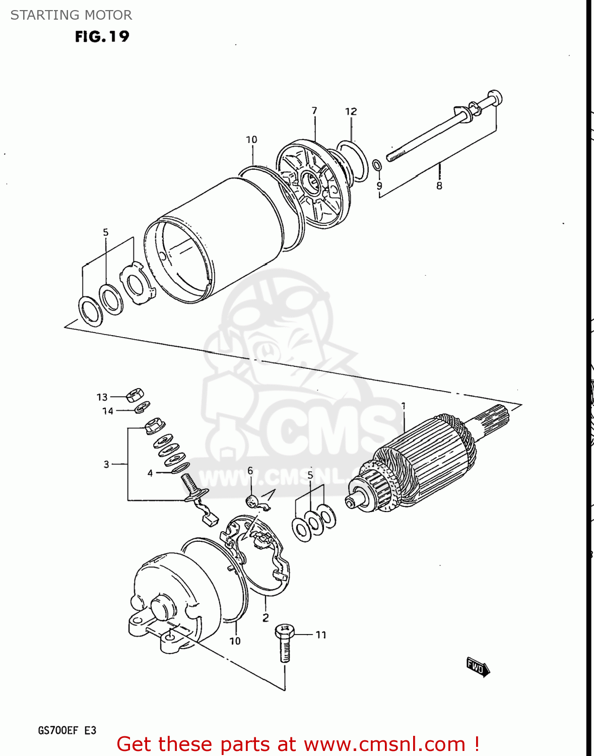 STARTING MOTOR GS700E 1985 (F) USA (E03)