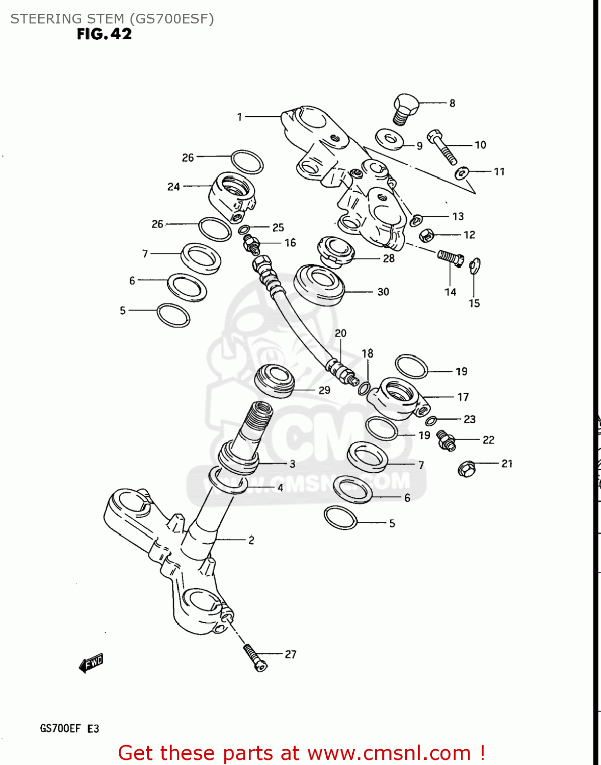 STEERING STEM (GS700ESF) GS700E 1985 (F) USA (E03)