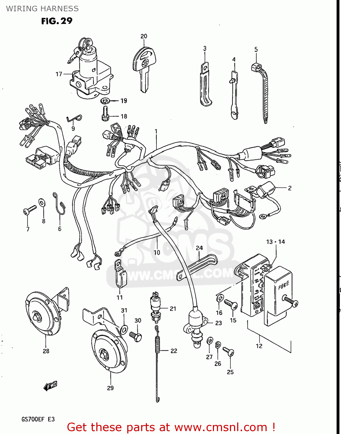 WIRING HARNESS GS700E 1985 (F) USA (E03)