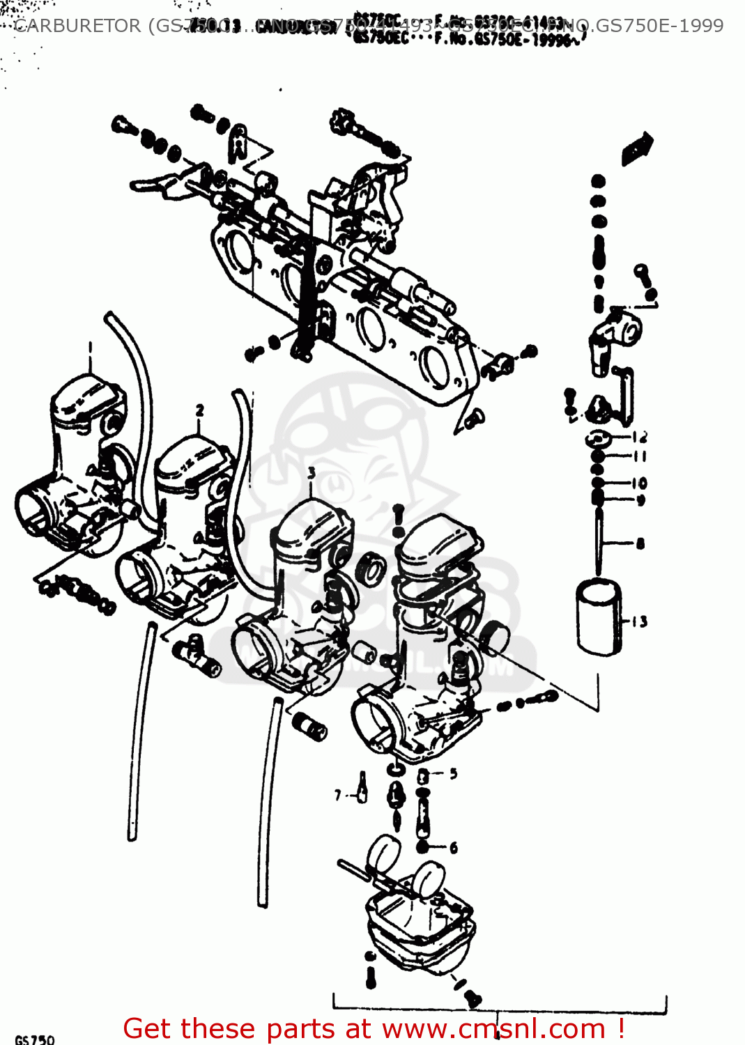 Suzuki GS750 1977 (B) USA (E03) CARBURETOR (GS750C....F.NO.GS750-41493 ...