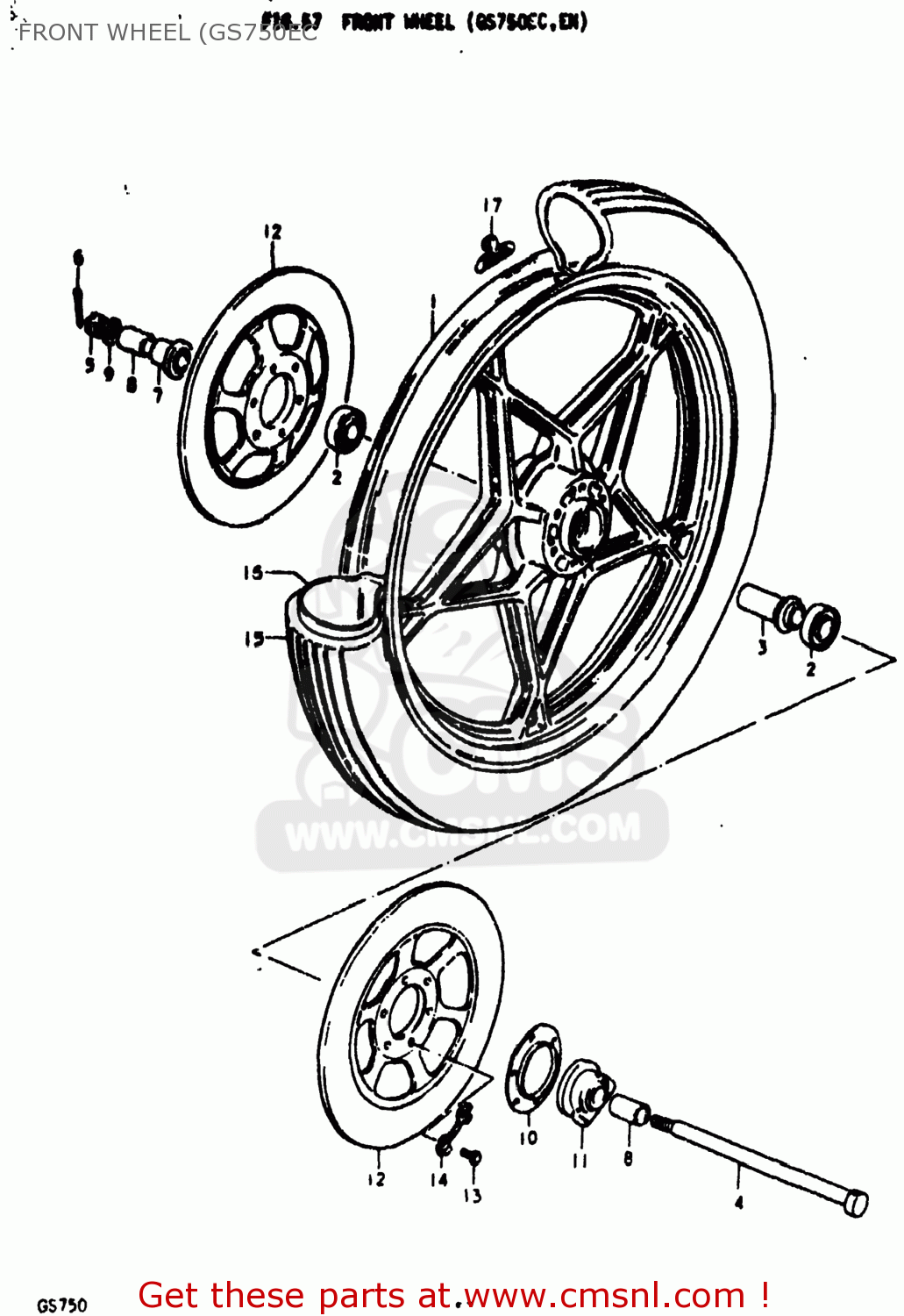 FRONT WHEEL (GS750EC GS750 1977 (B) USA (E03)