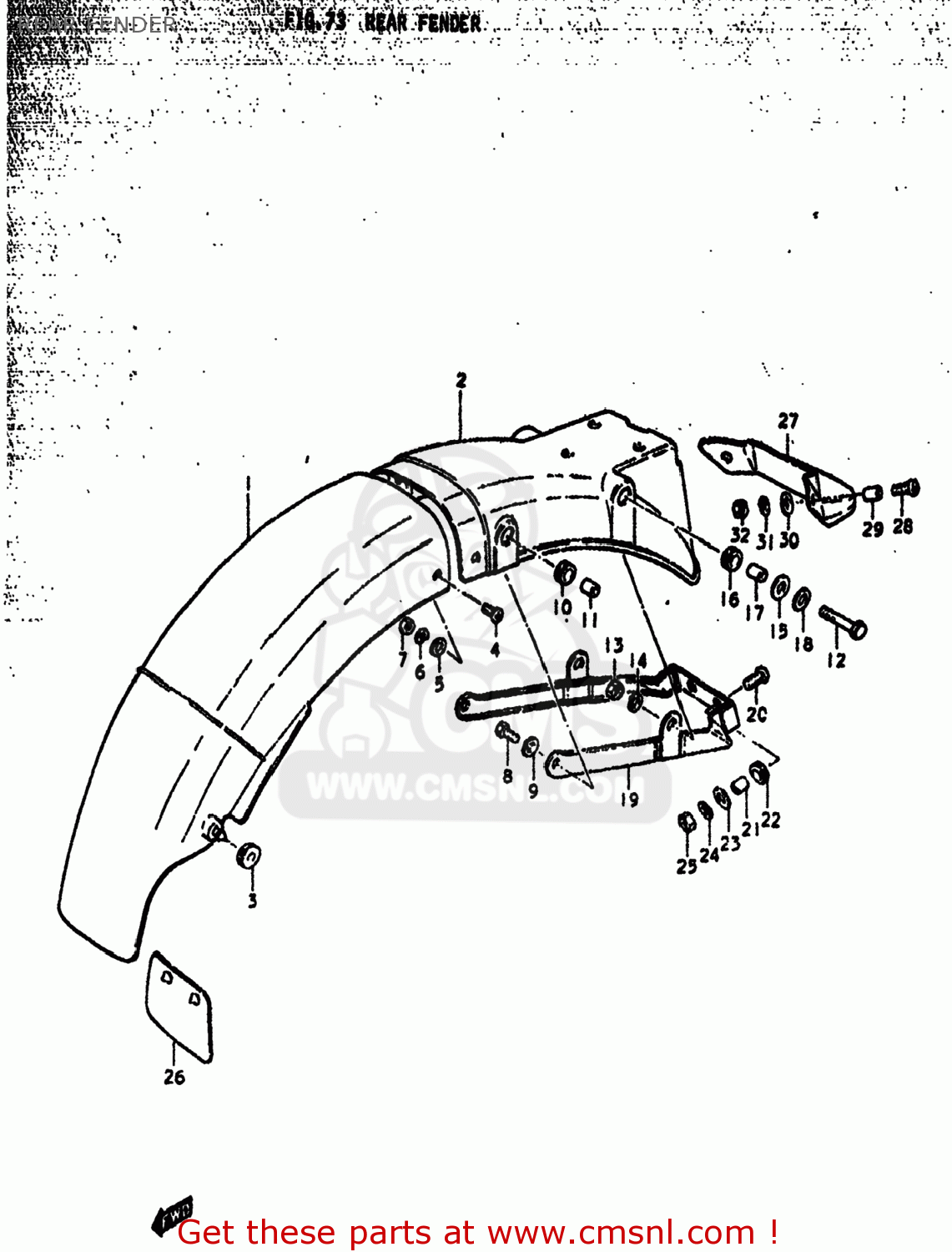 REAR FENDER GS750 1979 (N) USA (E03)