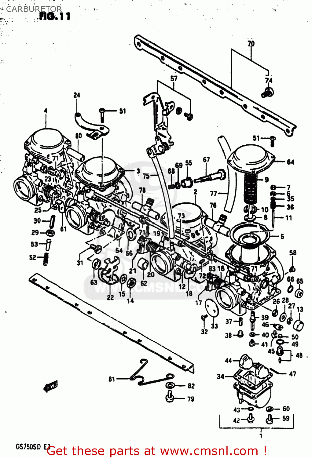 CARBURETOR GS750A 1983 (D) USA (E03)