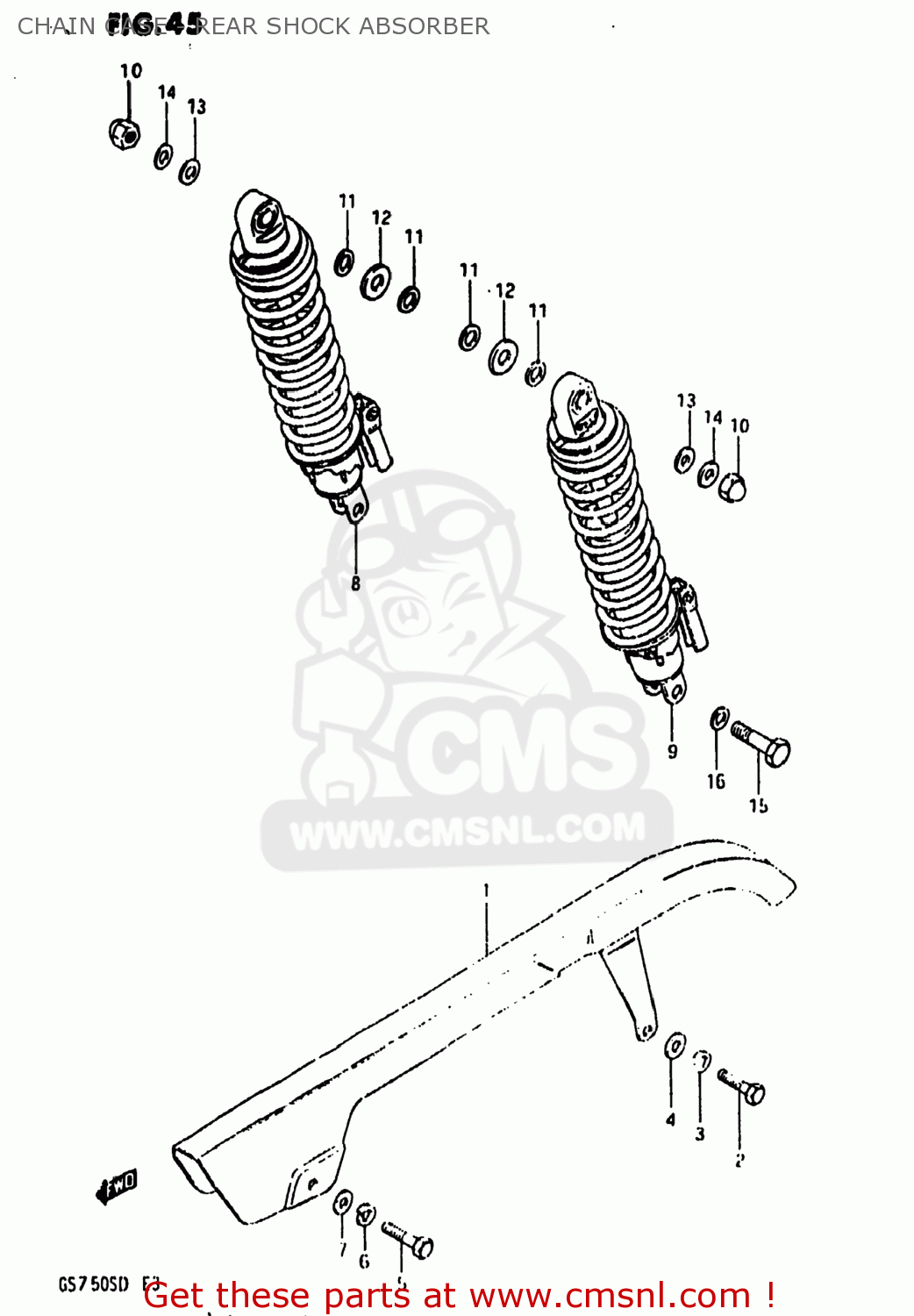 CHAIN CASE - REAR SHOCK ABSORBER GS750A 1983 (D) USA (E03)