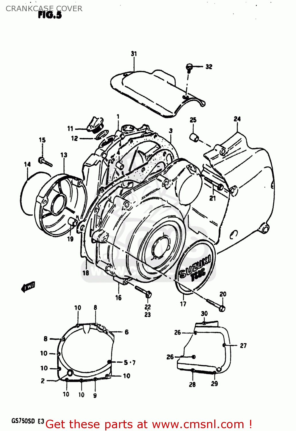 CRANKCASE COVER GS750A 1983 (D) USA (E03)