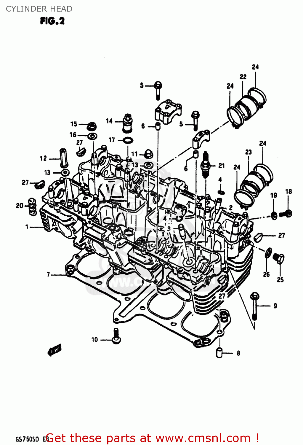 CYLINDER HEAD GS750A 1983 (D) USA (E03)