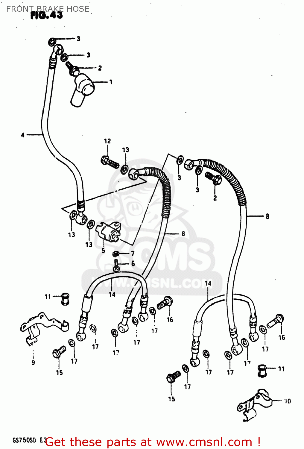 FRONT BRAKE HOSE GS750A 1983 (D) USA (E03)