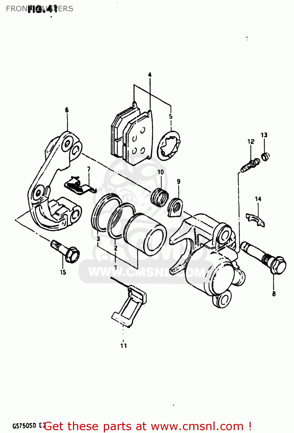 FRONT CALIPERS GS750A 1983 (D) USA (E03)