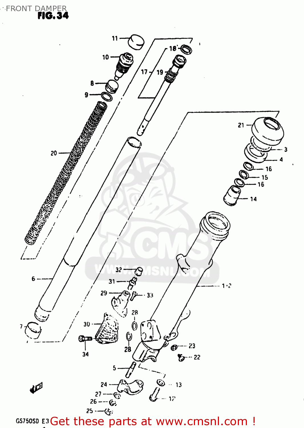 FRONT DAMPER GS750A 1983 (D) USA (E03)