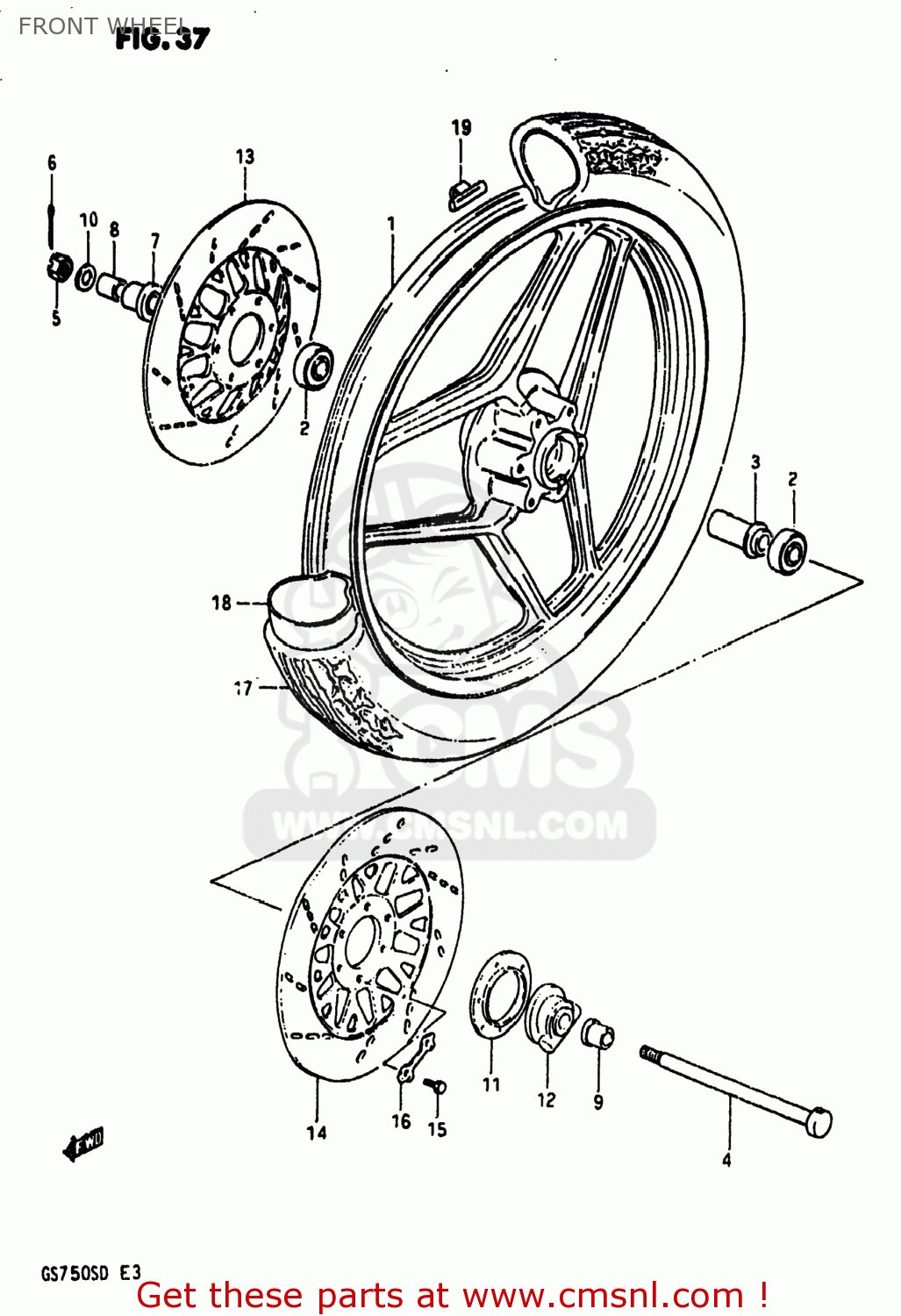 FRONT WHEEL GS750A 1983 (D) USA (E03)