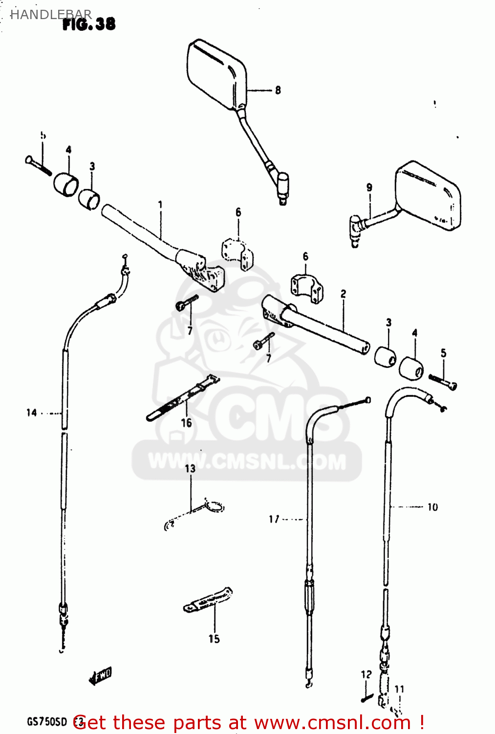 HANDLEBAR GS750A 1983 (D) USA (E03)