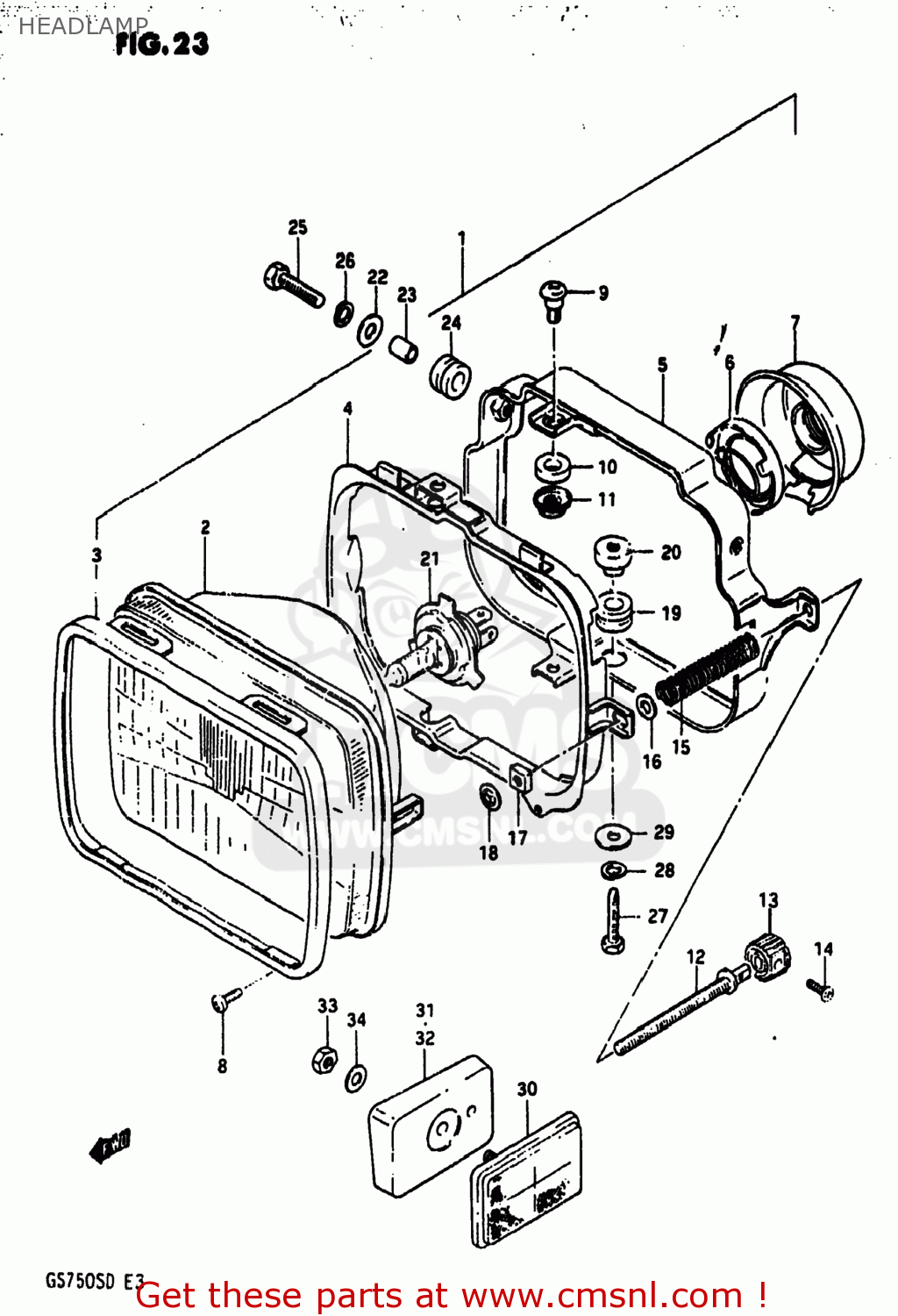 HEADLAMP GS750A 1983 (D) USA (E03)