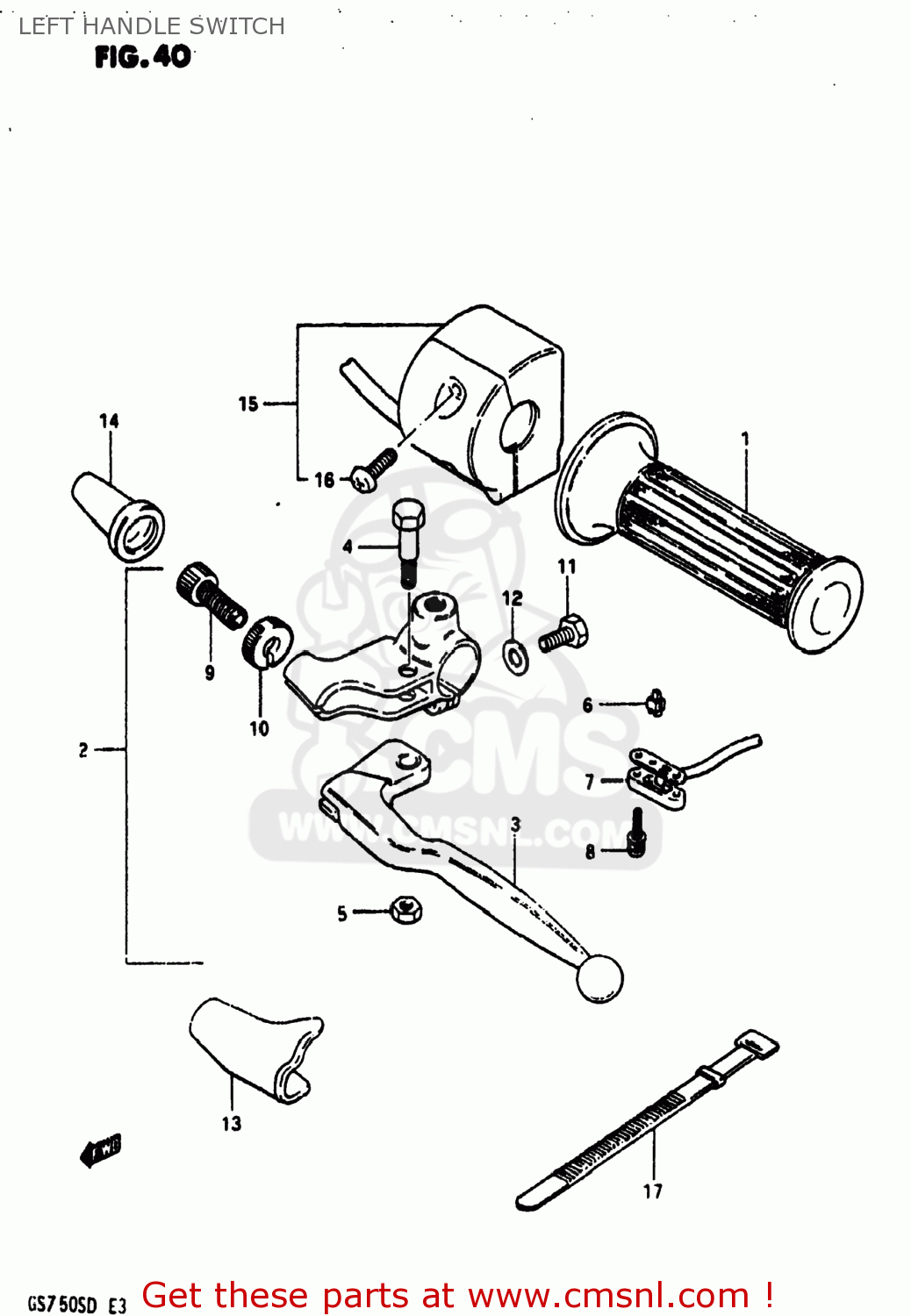 LEFT HANDLE SWITCH GS750A 1983 (D) USA (E03)