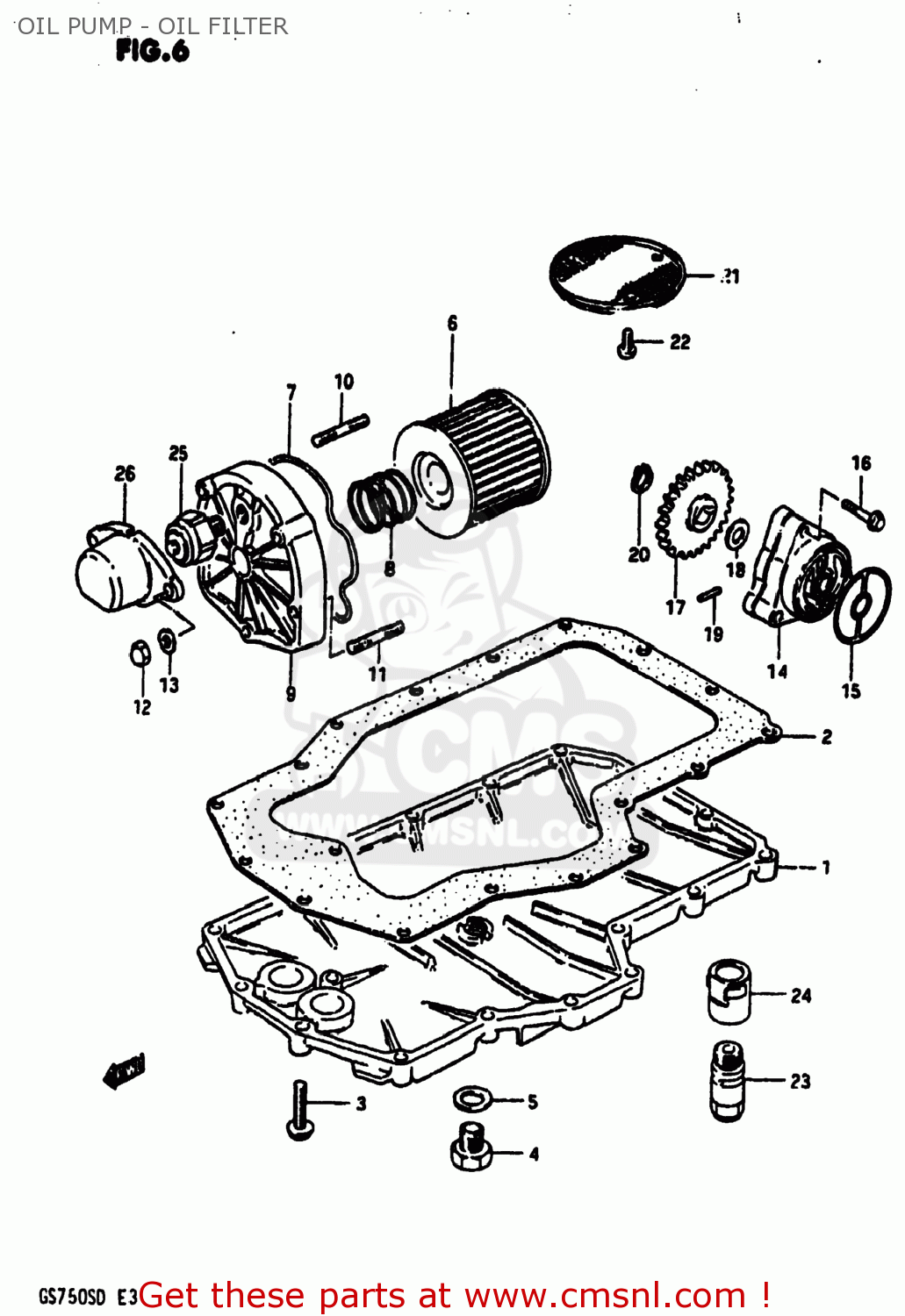 OIL PUMP - OIL FILTER GS750A 1983 (D) USA (E03)