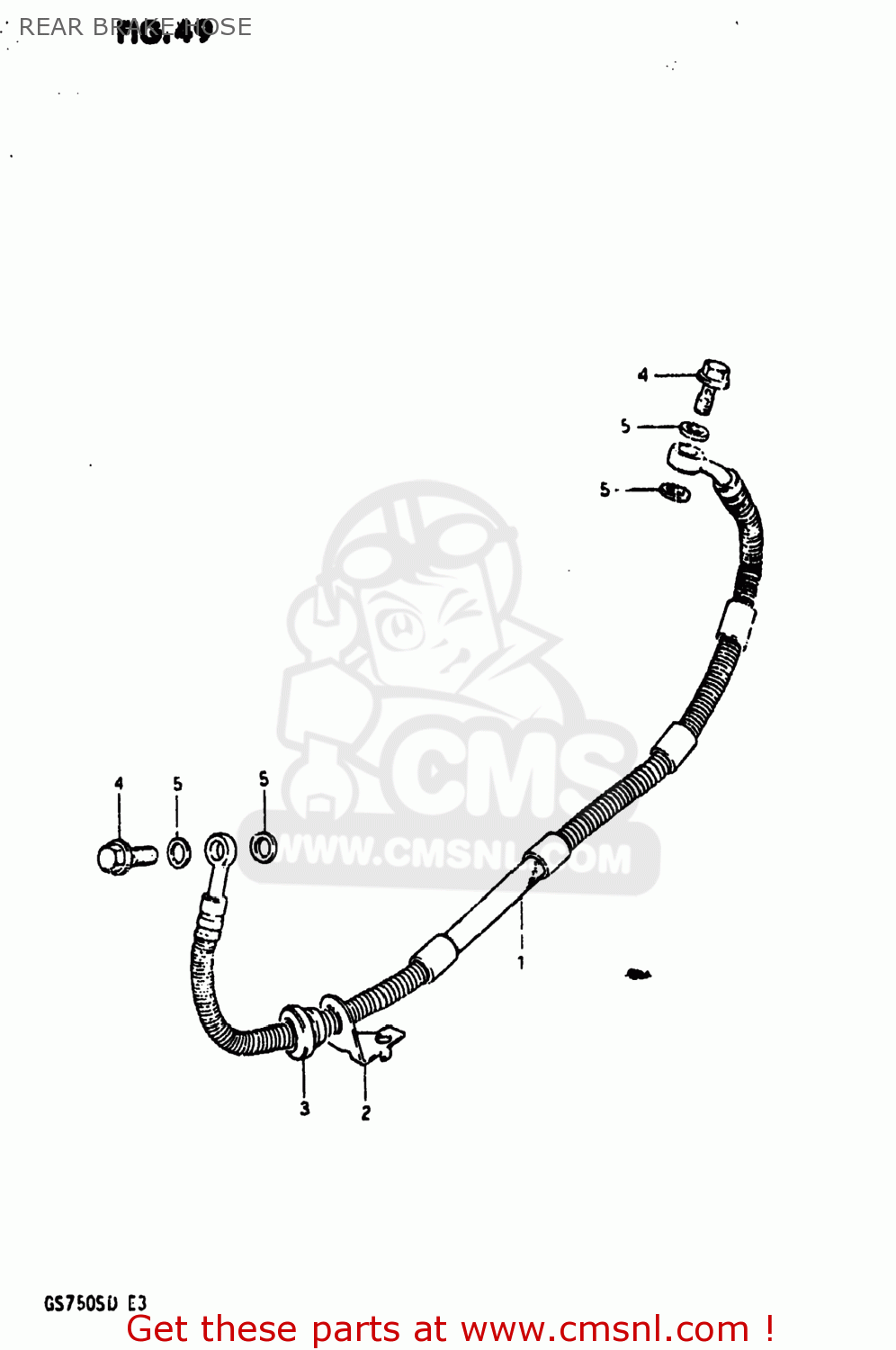 REAR BRAKE HOSE GS750A 1983 (D) USA (E03)