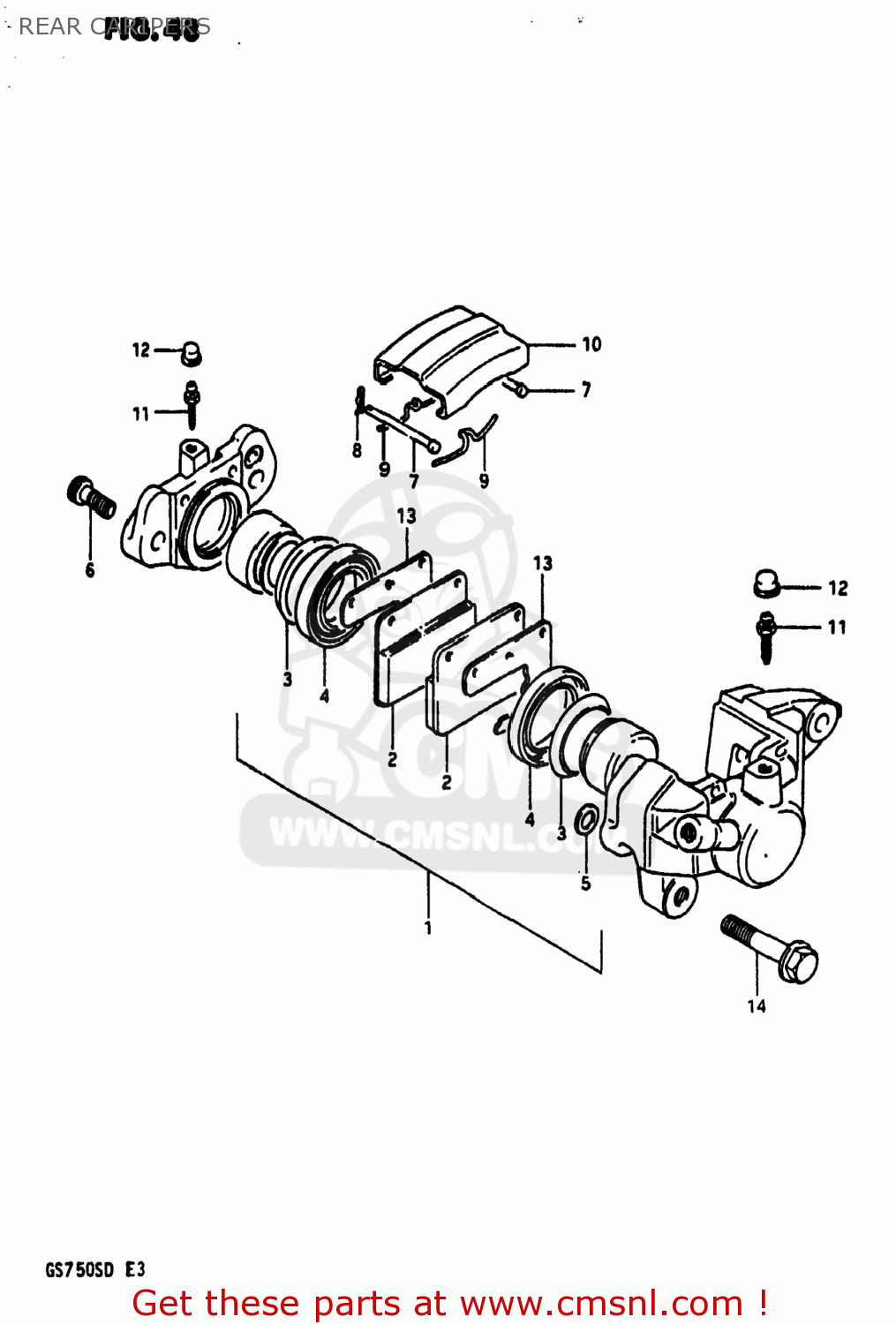 REAR CARIPERS GS750A 1983 (D) USA (E03)