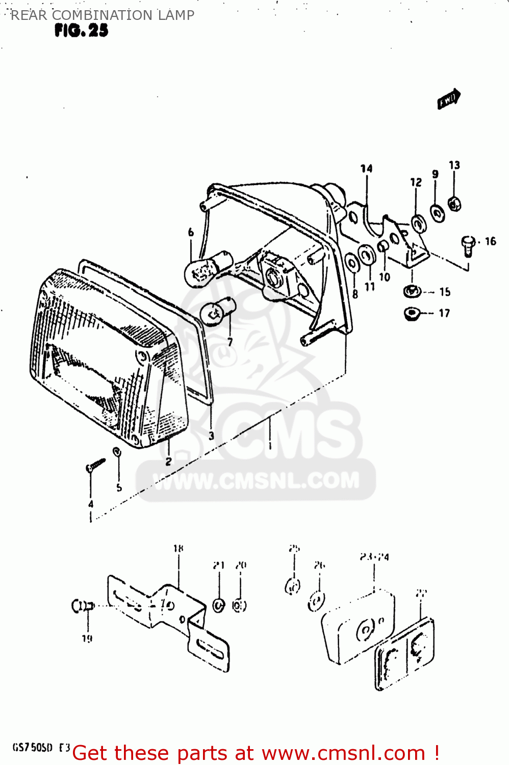 REAR COMBINATION LAMP GS750A 1983 (D) USA (E03)