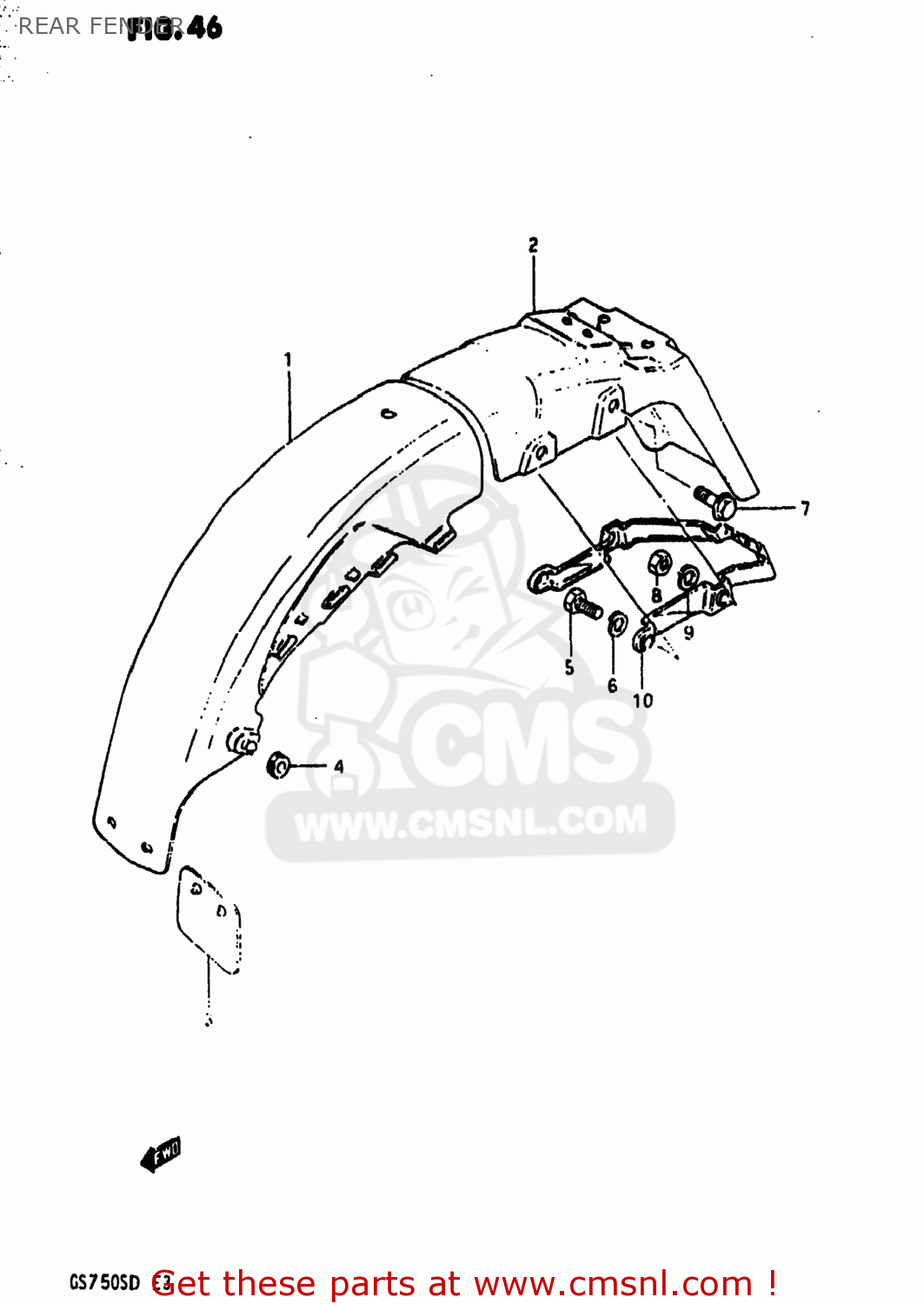 REAR FENDER GS750A 1983 (D) USA (E03)