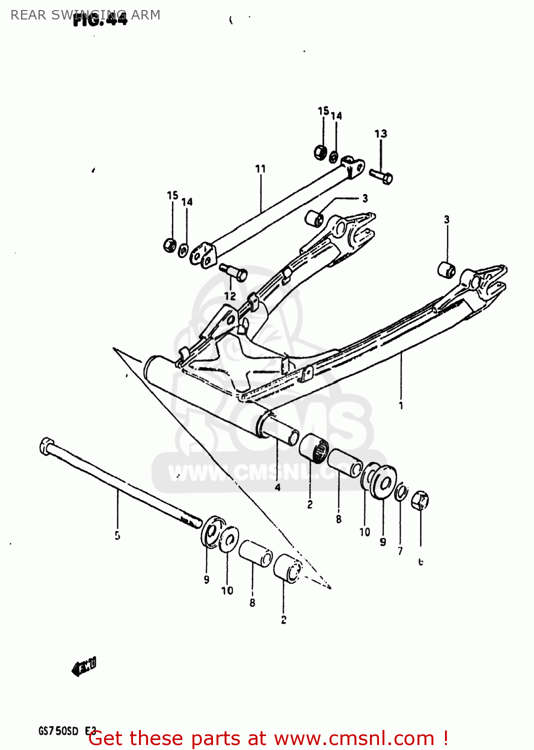 REAR SWINGING ARM GS750A 1983 (D) USA (E03)