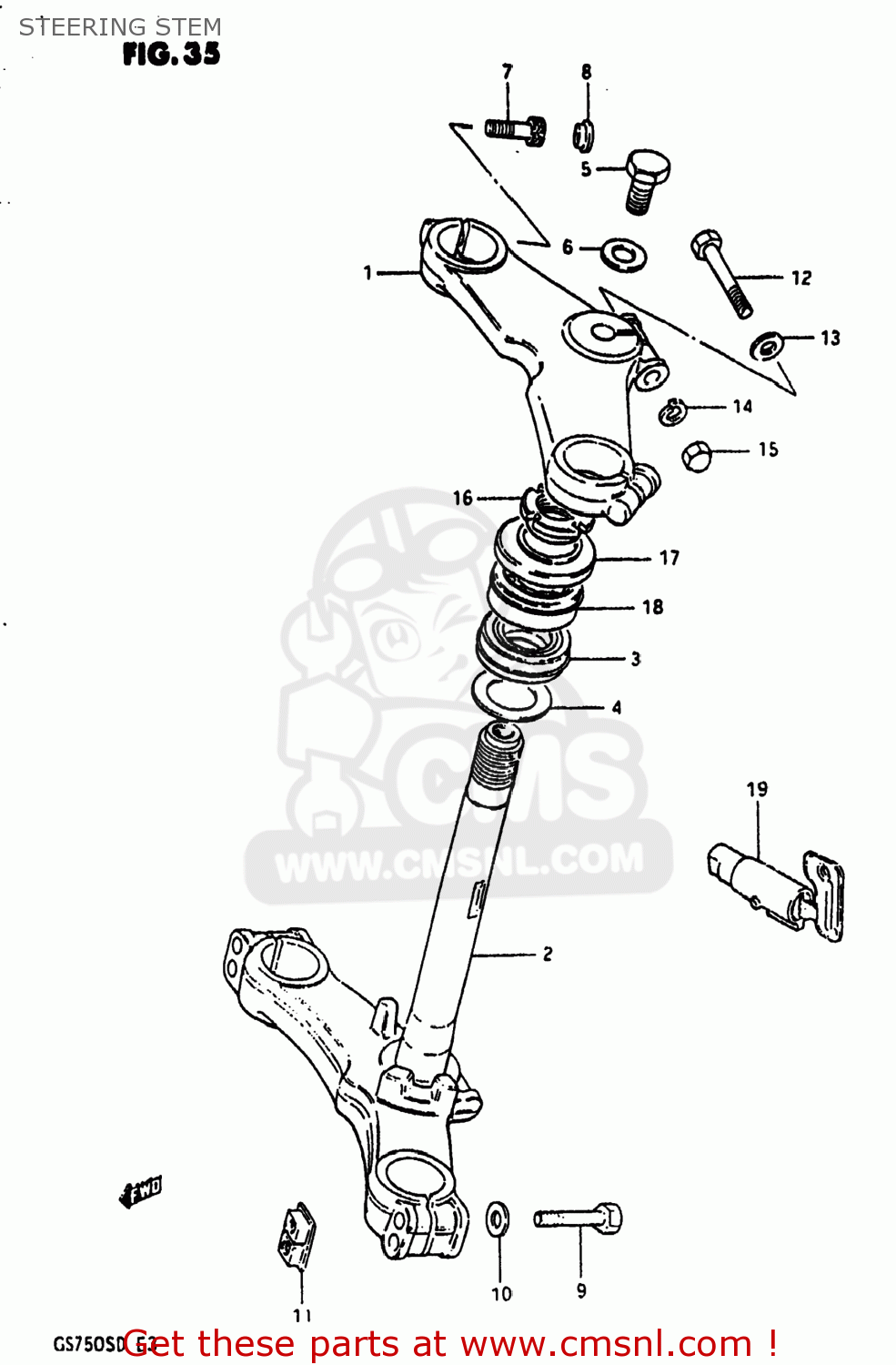 STEERING STEM GS750A 1983 (D) USA (E03)