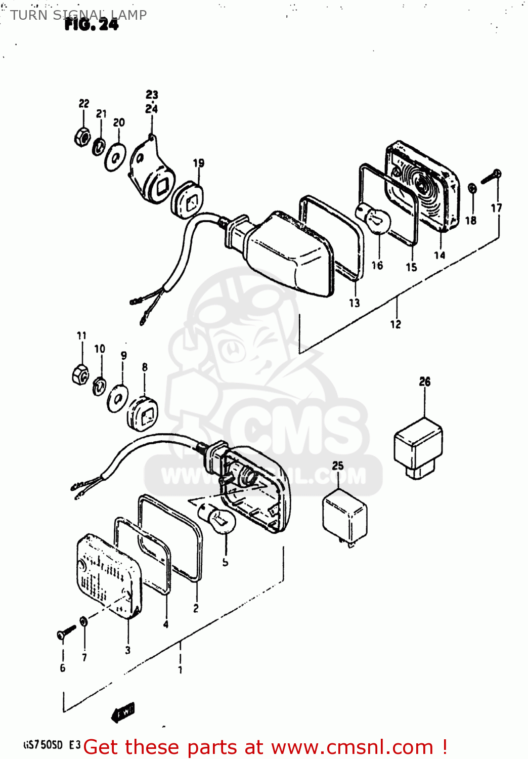 TURN SIGNAL LAMP GS750A 1983 (D) USA (E03)