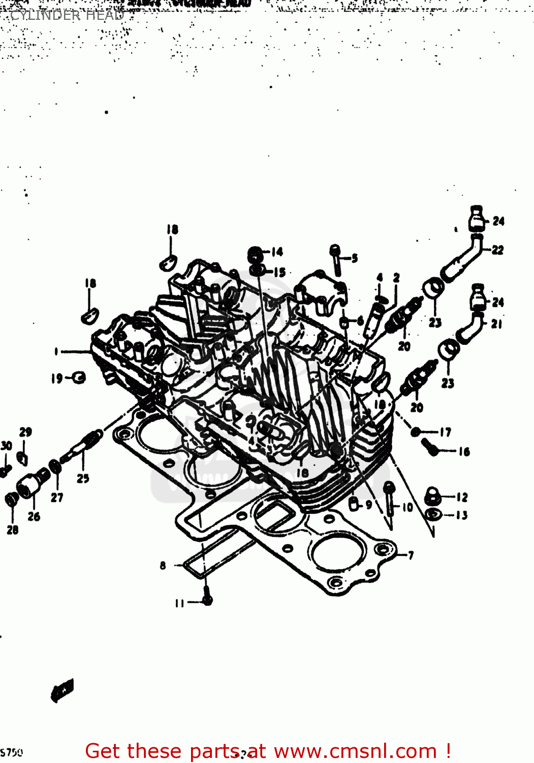 CYLINDER HEAD GS750B 1977 (B) USA (E03)
