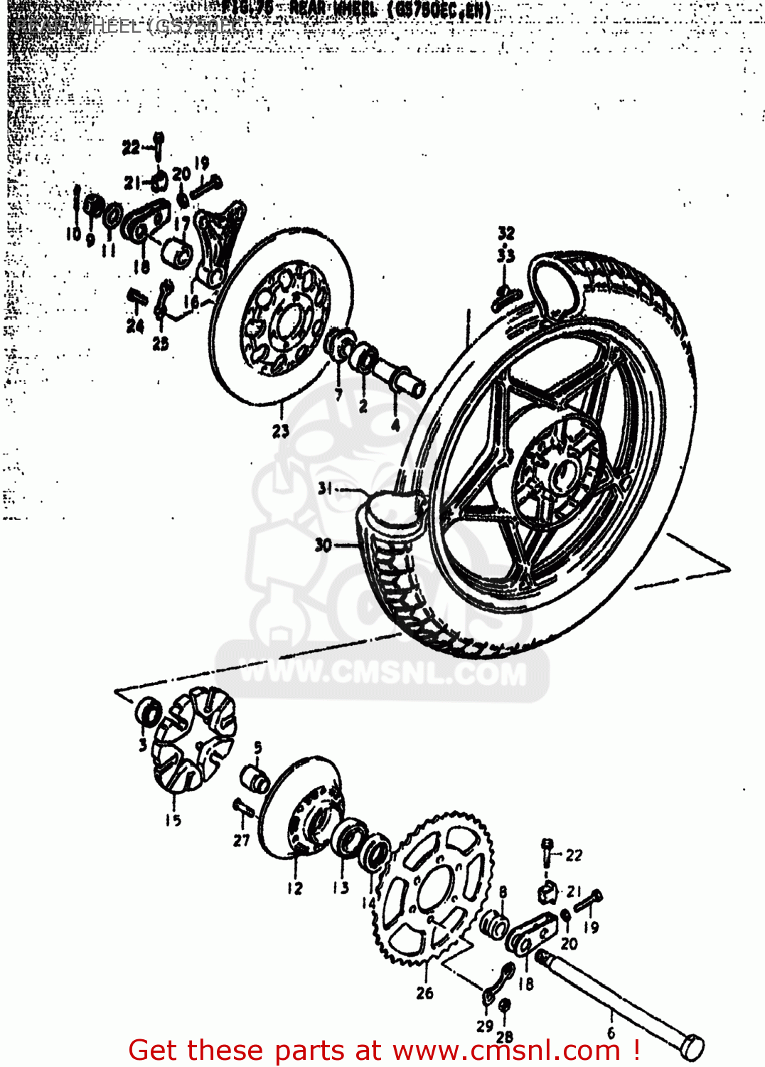 REAR WHEEL (GS750EC GS750B 1977 (B) USA (E03)