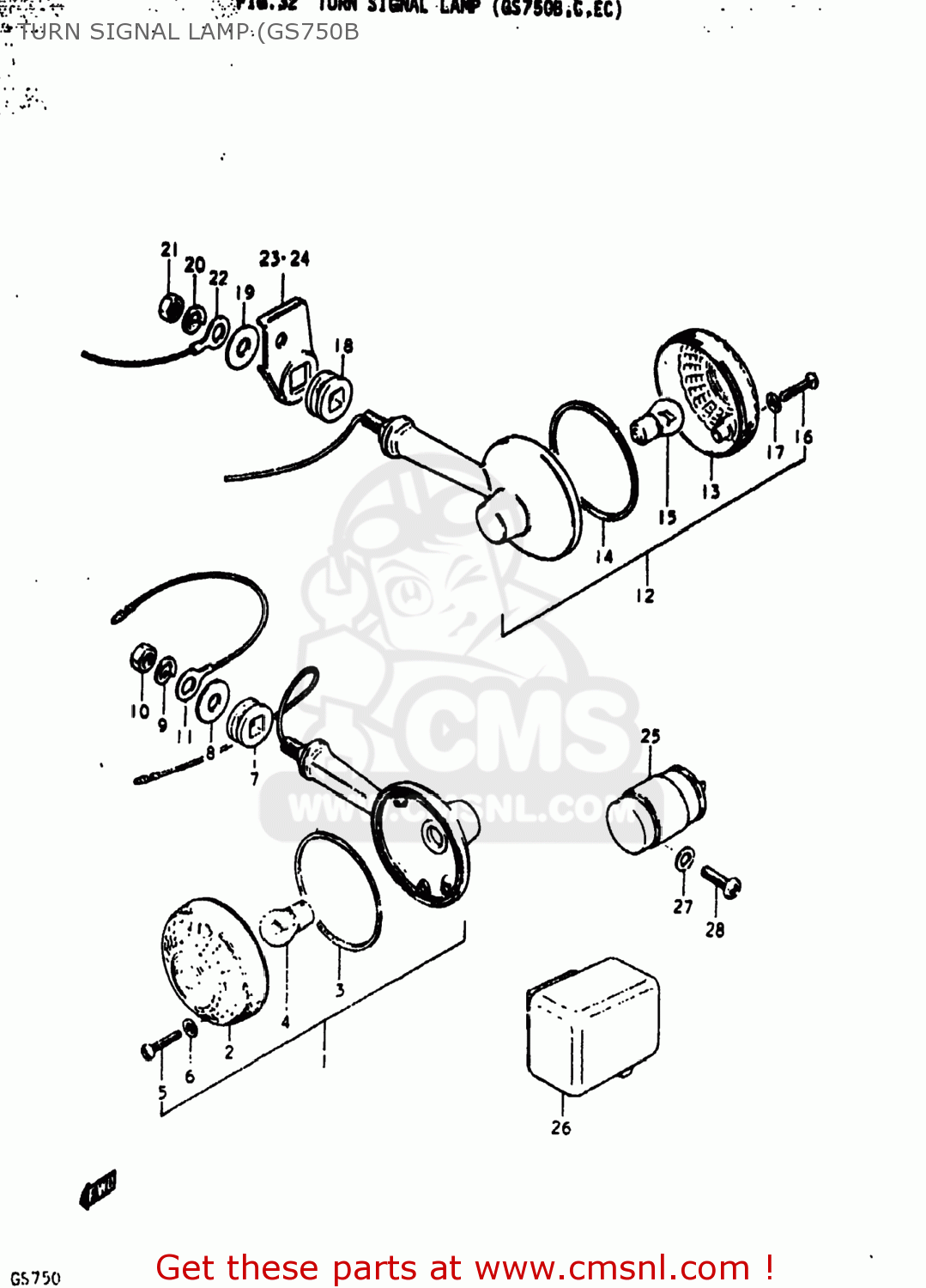 TURN SIGNAL LAMP (GS750B GS750B 1977 (B) USA (E03)