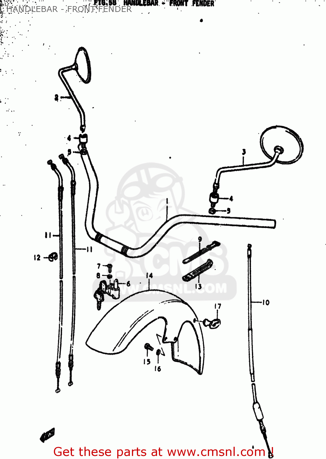 HANDLEBAR - FRONT FENDER GS750C 1977 (B) USA (E03)