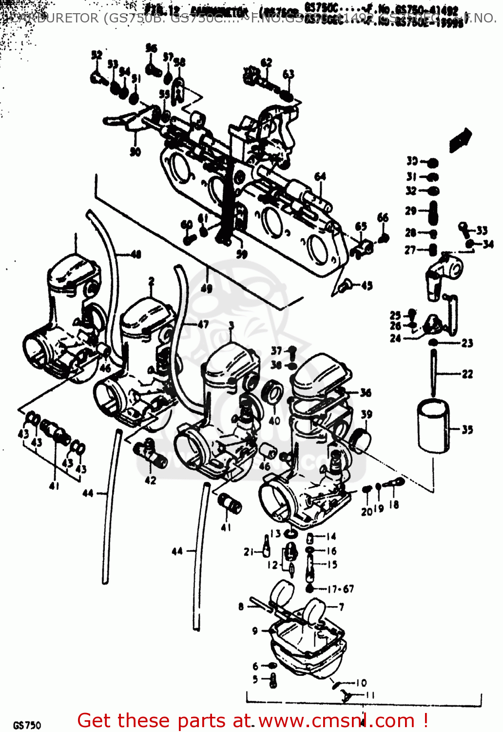 CARBURETOR (GS750B. GS750C....~F.NO.GS750-41492 GS750EC...~F.NO. GS750C 1978 (C) USA (E03)